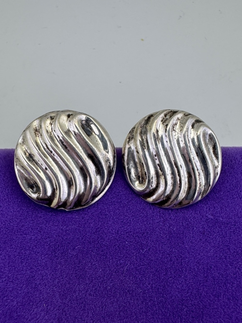 💛 Vintage Sterling Silver Swirl Earrings | Organic Brutalist